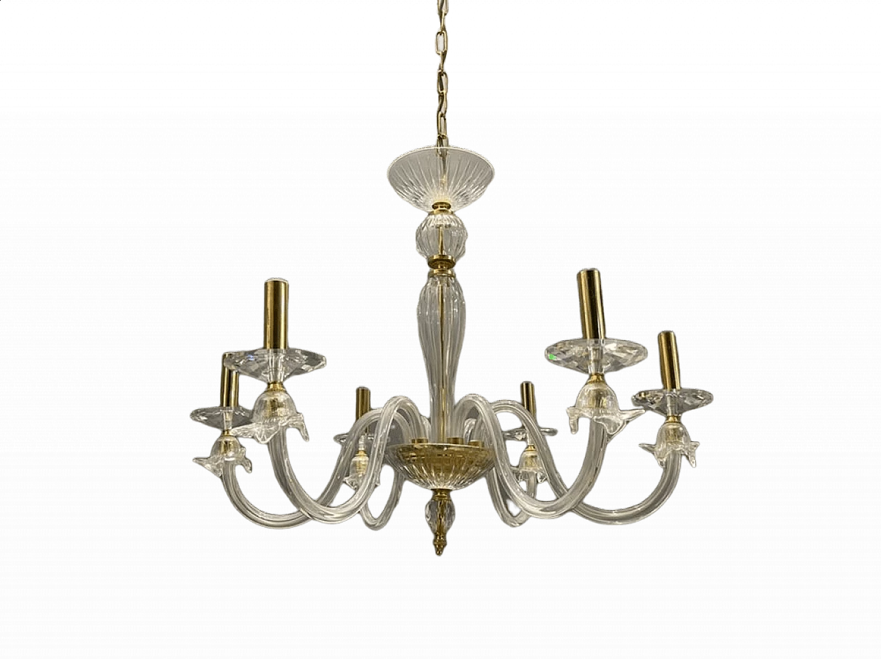 Murano glass bobeches chandelier, 1980s 1476231