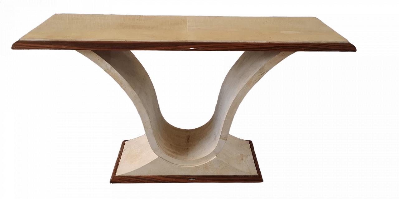 Art deco rosewood and parchment console table, 1940s 1476232