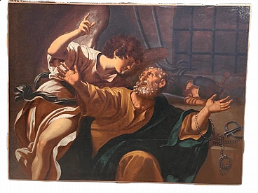 Dipinto di San Pietro liberato dall'angelo da Lionello Spada, '600