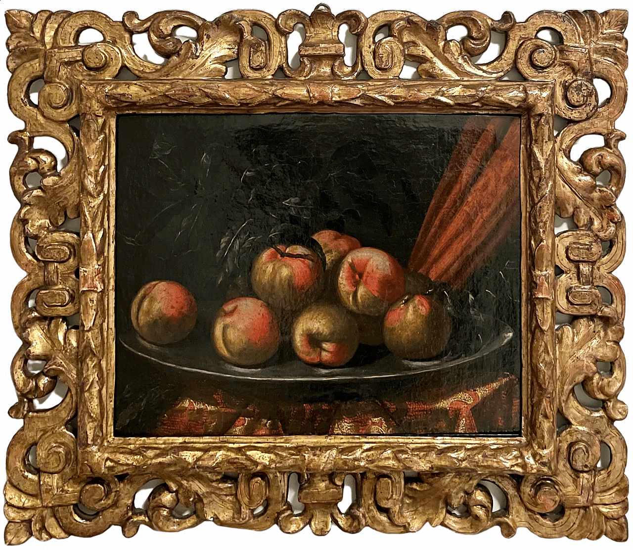 Oil on canvas Still life with plate of apples on carpet by Francesco Noletti, 17th century 1477090