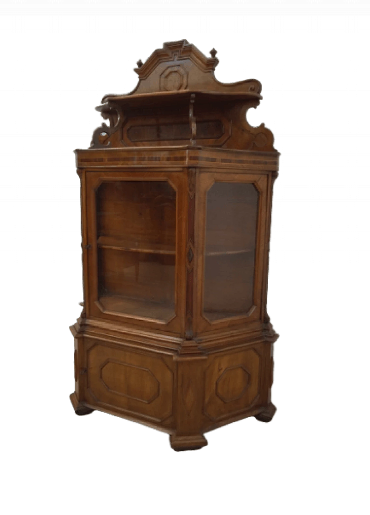 Two-part display case in walnut, spruce and glass, 19th century 1477113