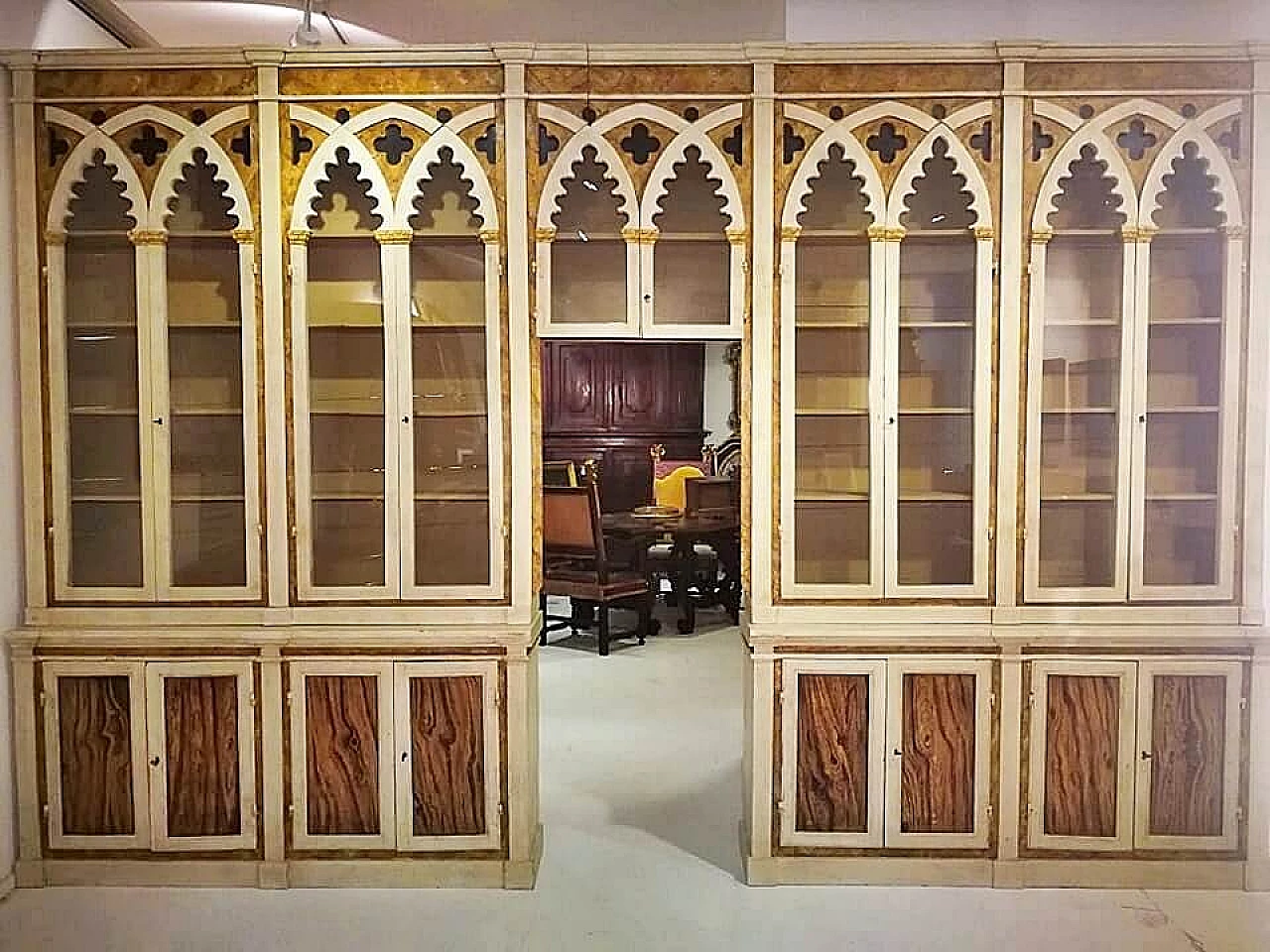 Neo-Gothic decorated wooden apothecary cabinet, 19th century 1477306