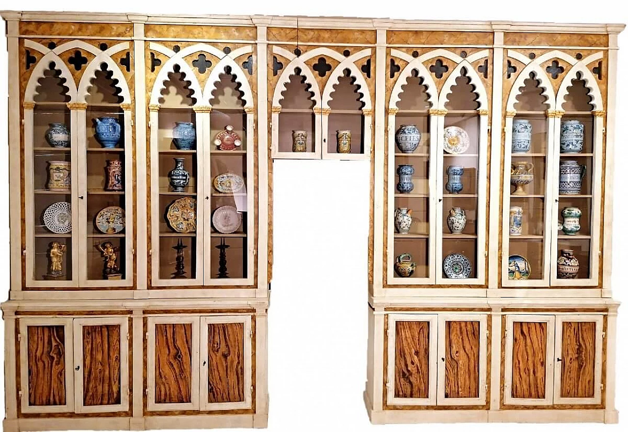 Neo-Gothic decorated wooden apothecary cabinet, 19th century 1477309