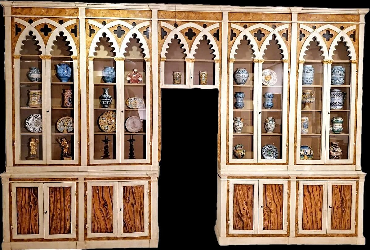 Neo-Gothic decorated wooden apothecary cabinet, 19th century 1477310