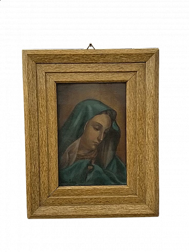 Dipinto olio su tavola di Madonna, anni '30