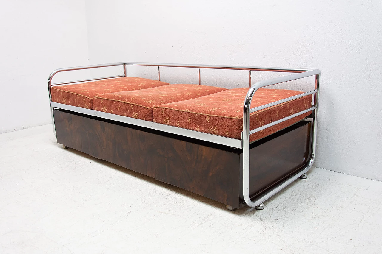 Functionalist chrome sofa bed by Kovona, 1950s 1477466