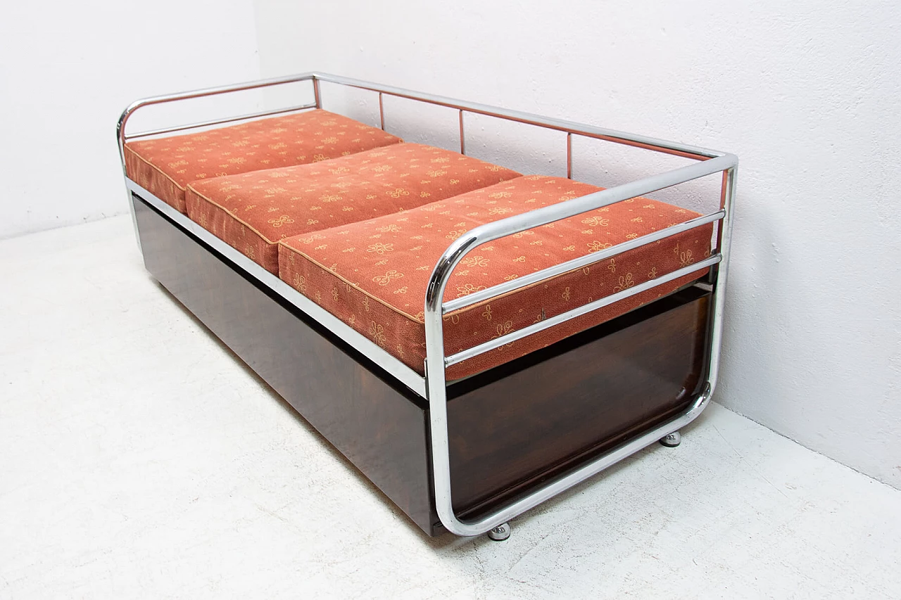 Functionalist chrome sofa bed by Kovona, 1950s 1477467