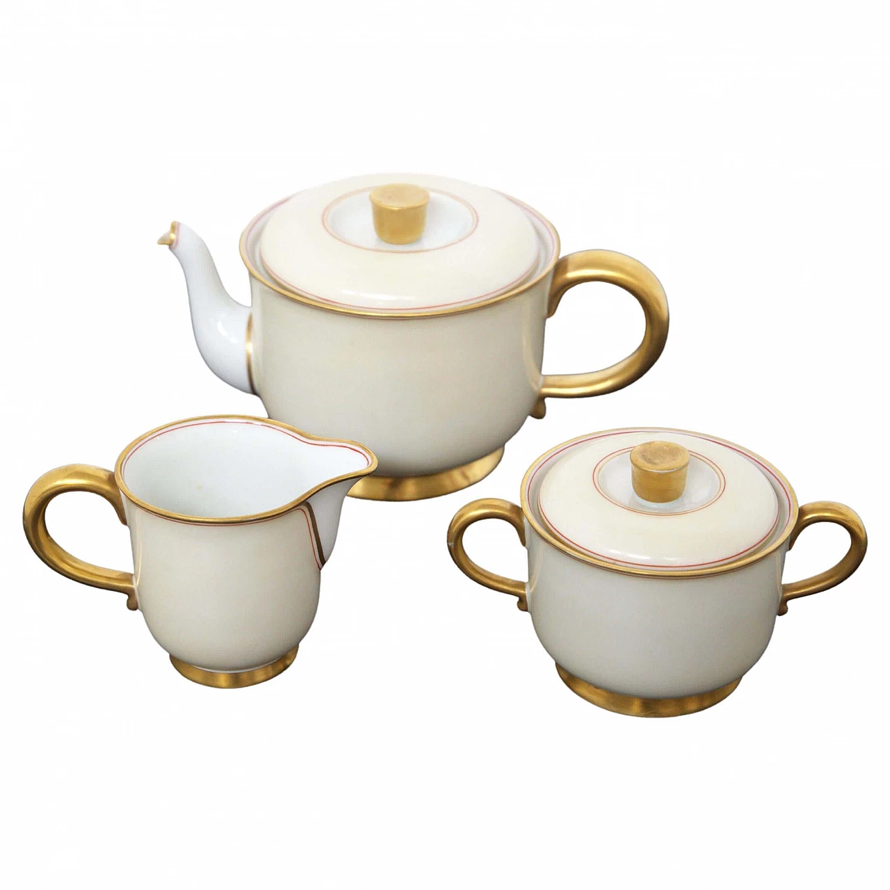 Ceramic and pure gold tea set by Gio Ponti for Ginori, 1930s 1477480