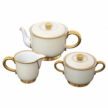 Servizio da tè in ceramica e oro puro di Gio Ponti per Ginori, anni '30