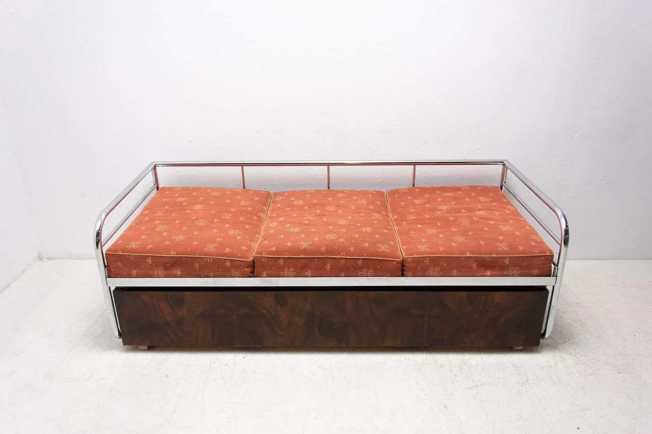 Functionalist chrome sofa bed by Kovona, 1950s 1477482