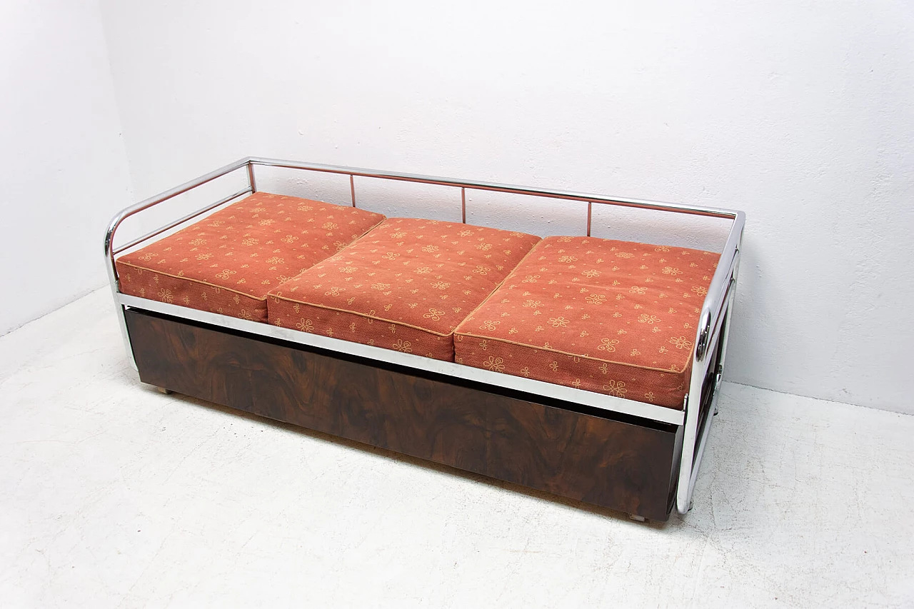 Functionalist chrome sofa bed by Kovona, 1950s 1477483