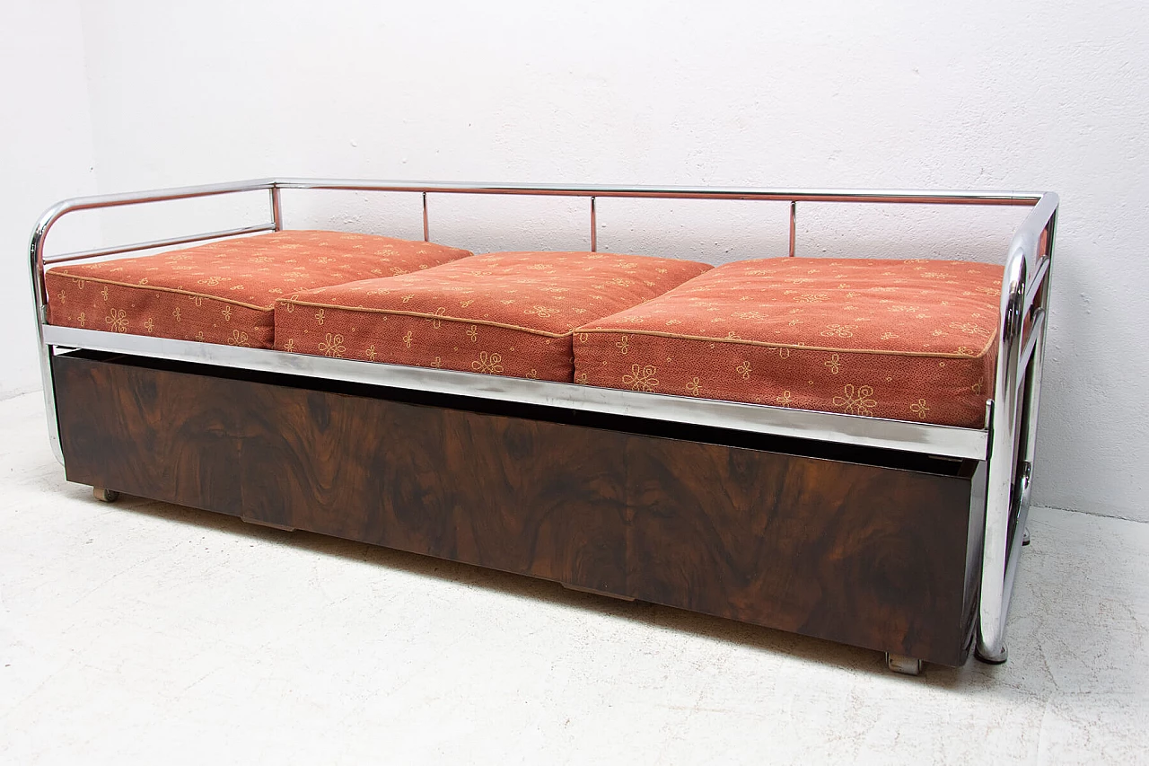 Functionalist chrome sofa bed by Kovona, 1950s 1477485