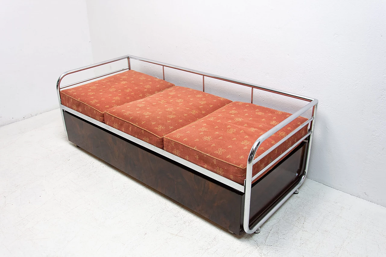 Functionalist chrome sofa bed by Kovona, 1950s 1477486