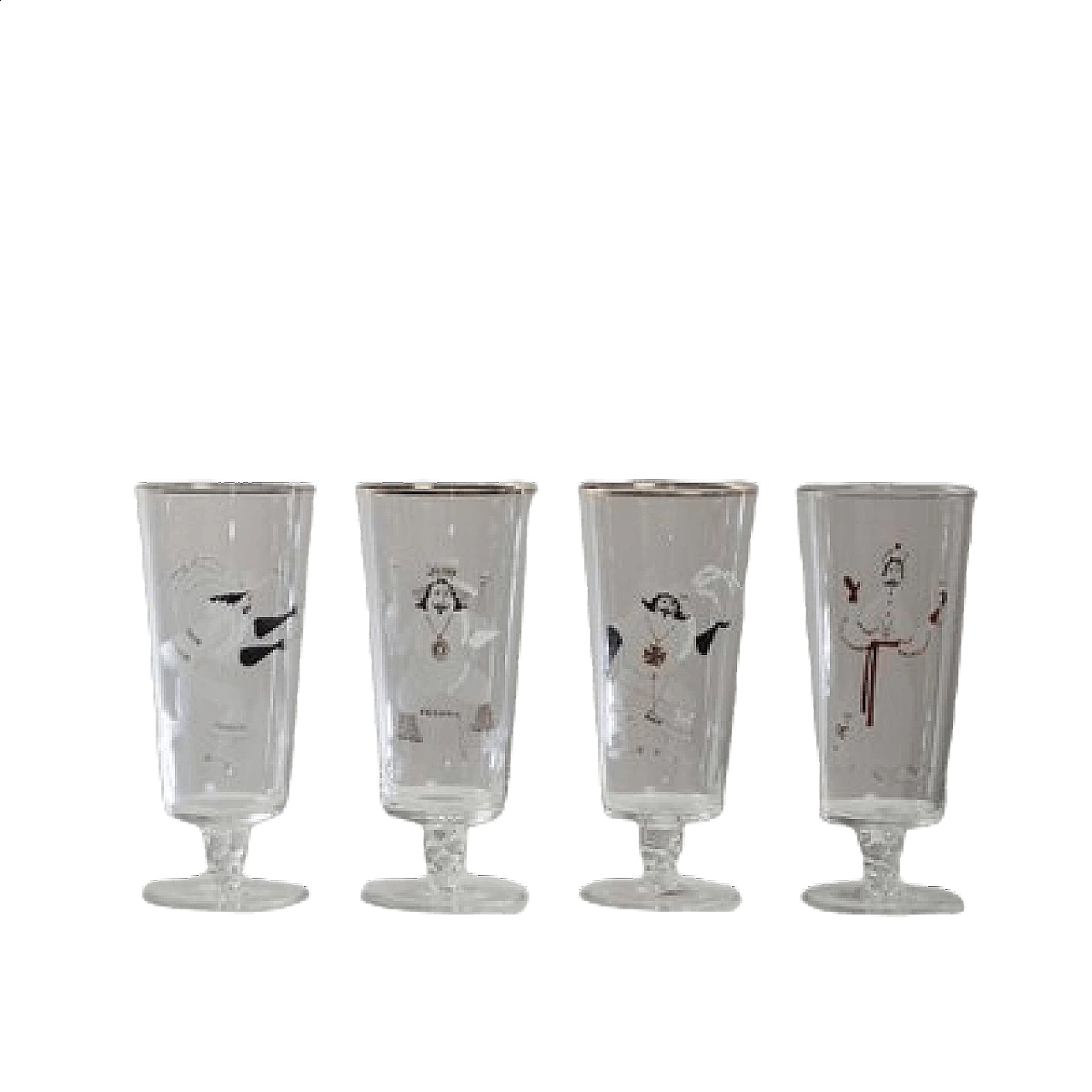 4 Glasses with three musketeers and Cardinal Richelieu, 1960s 1477514