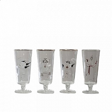 4 Bicchieri con tre moschettieri e cardinale Richelieu, anni '60