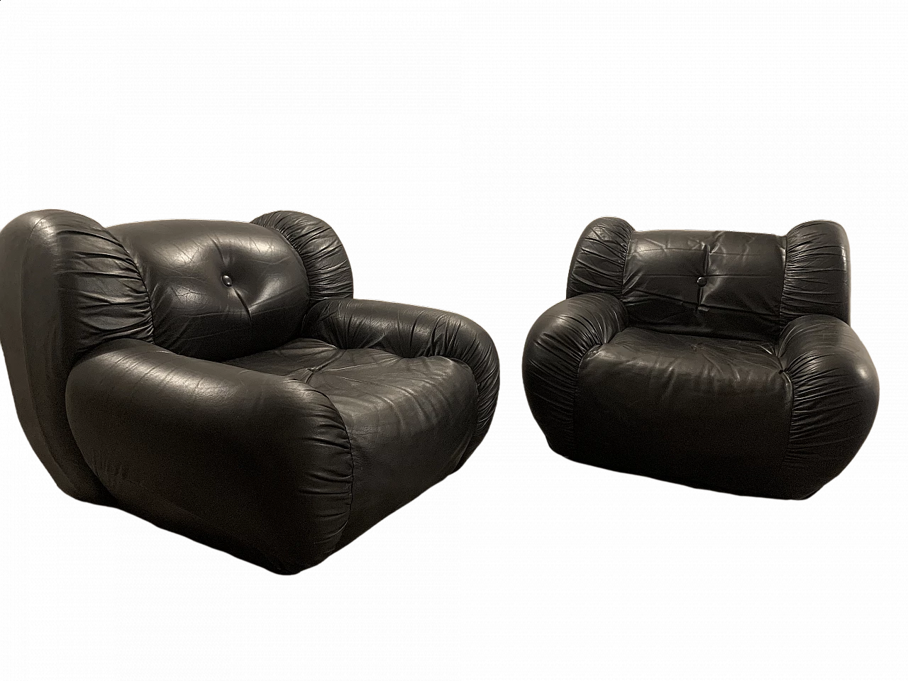 Poltrona in pelle nera, anni '70 1478029