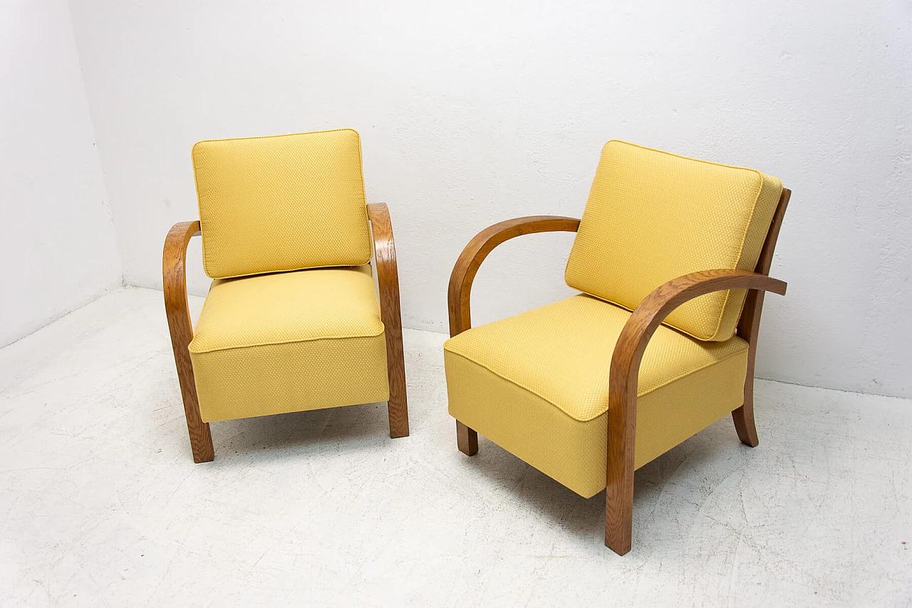 Coppia di poltrone in legno di faggio in stile Art Deco, anni '30 1478342