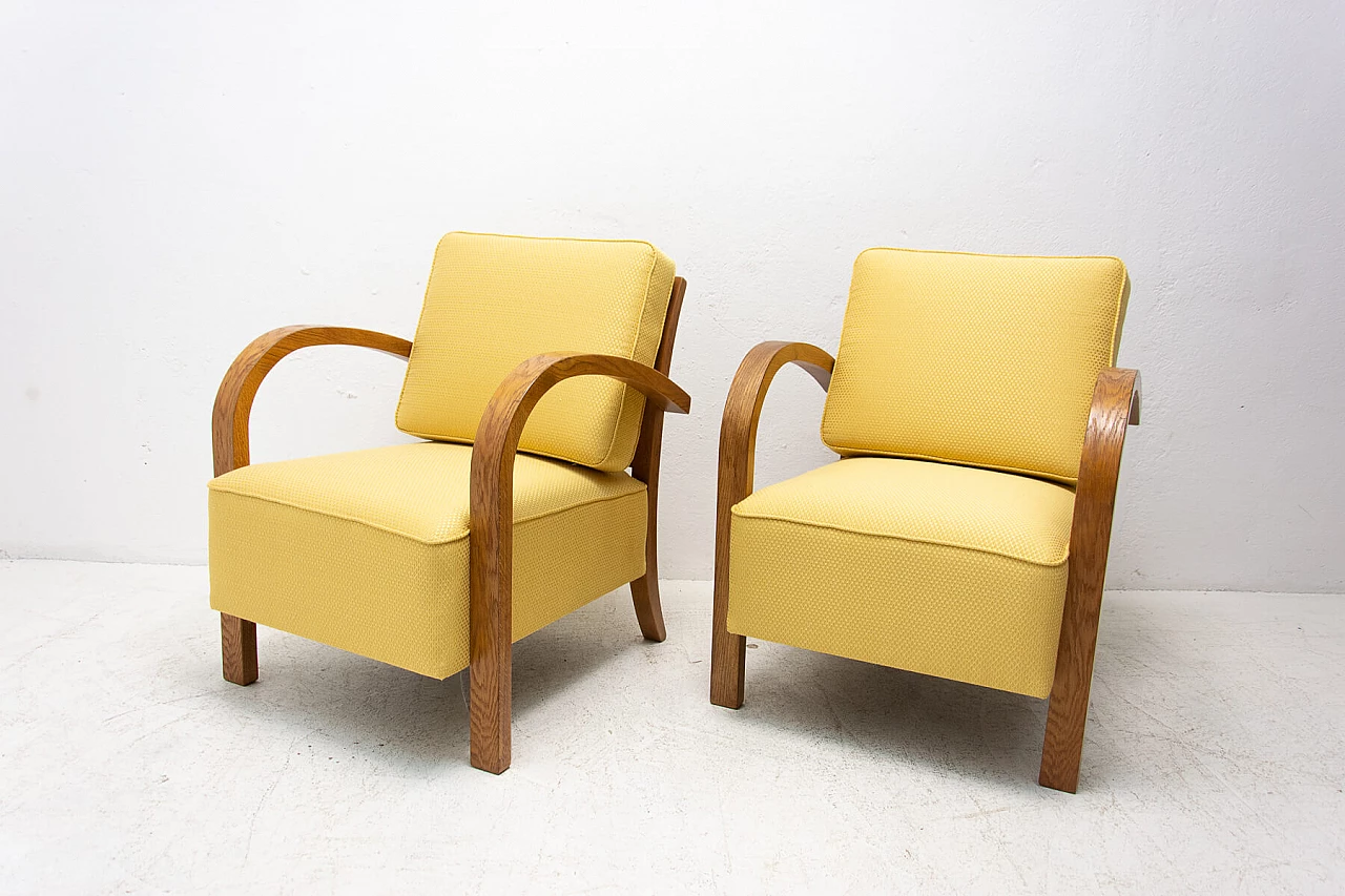 Coppia di poltrone in legno di faggio in stile Art Deco, anni '30 1478344