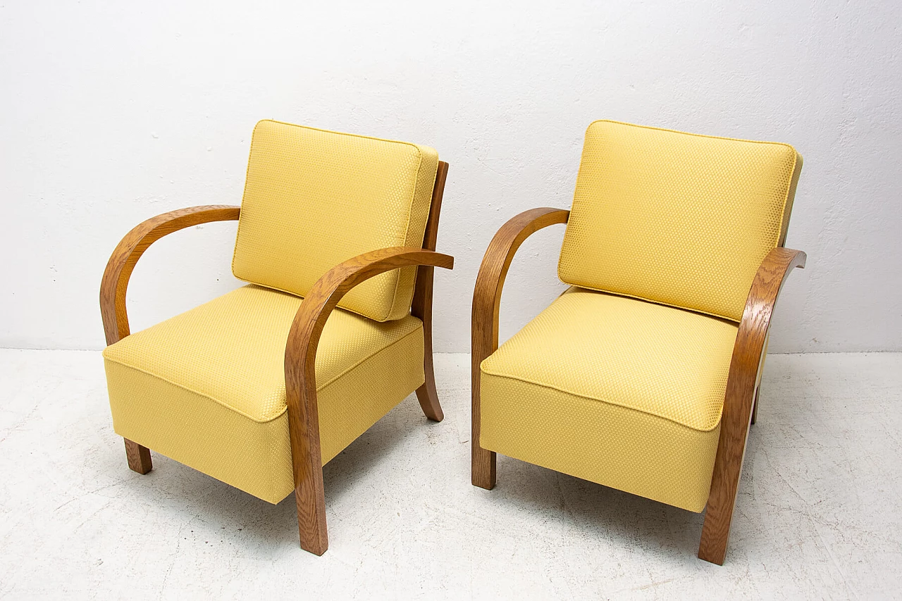 Coppia di poltrone in legno di faggio in stile Art Deco, anni '30 1478346