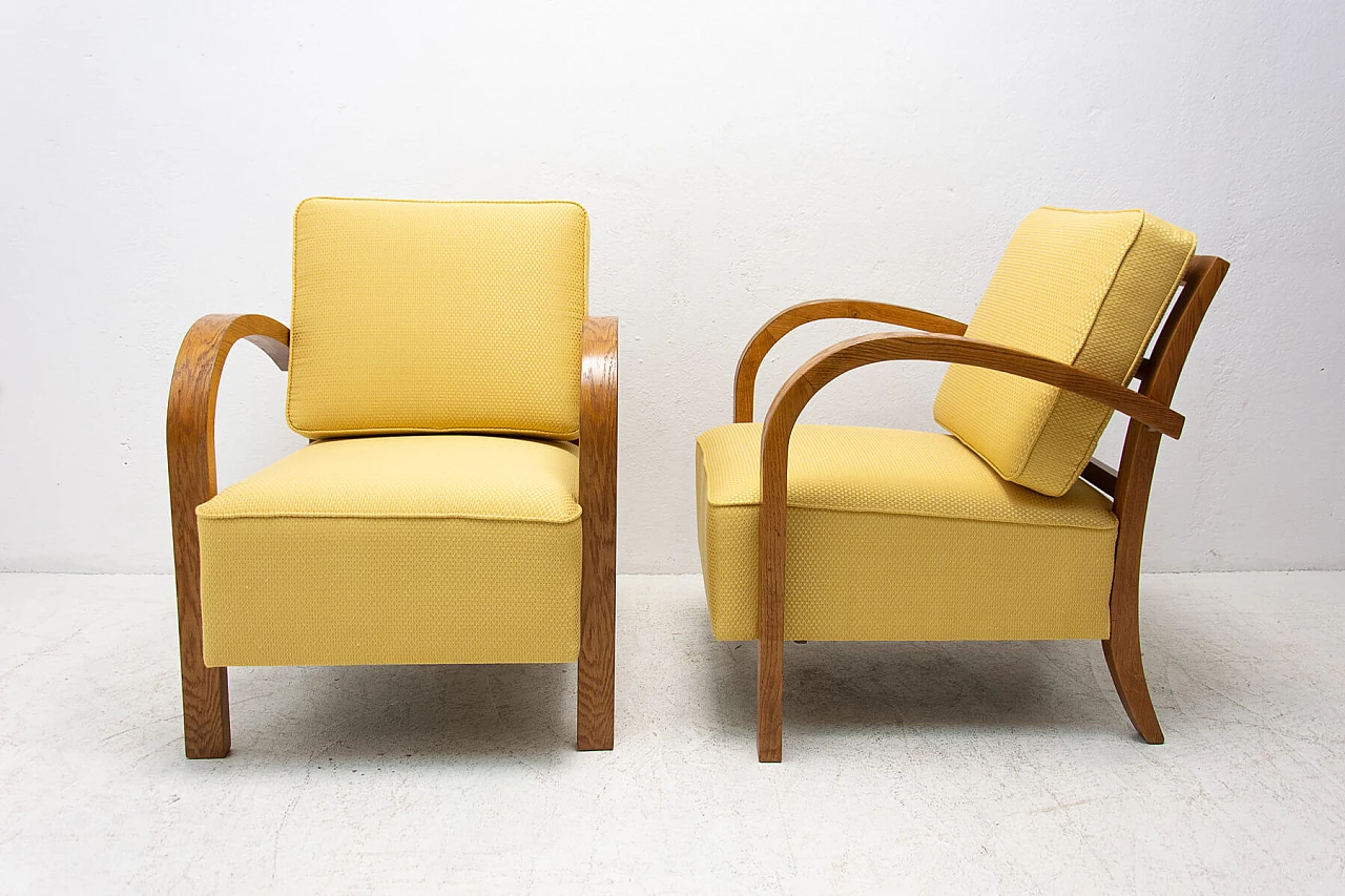 Coppia di poltrone in legno di faggio in stile Art Deco, anni '30 1478347