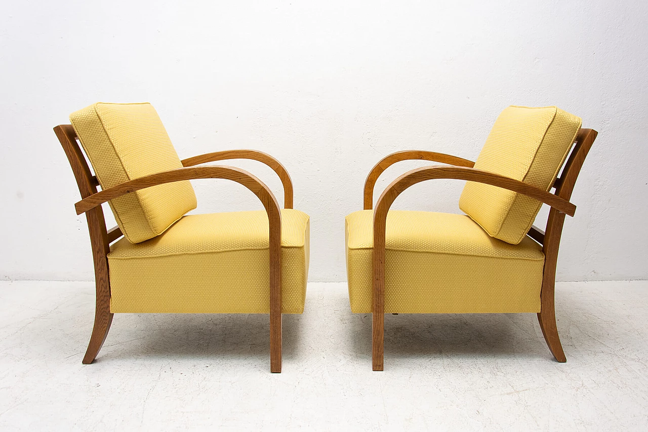 Coppia di poltrone in legno di faggio in stile Art Deco, anni '30 1478350