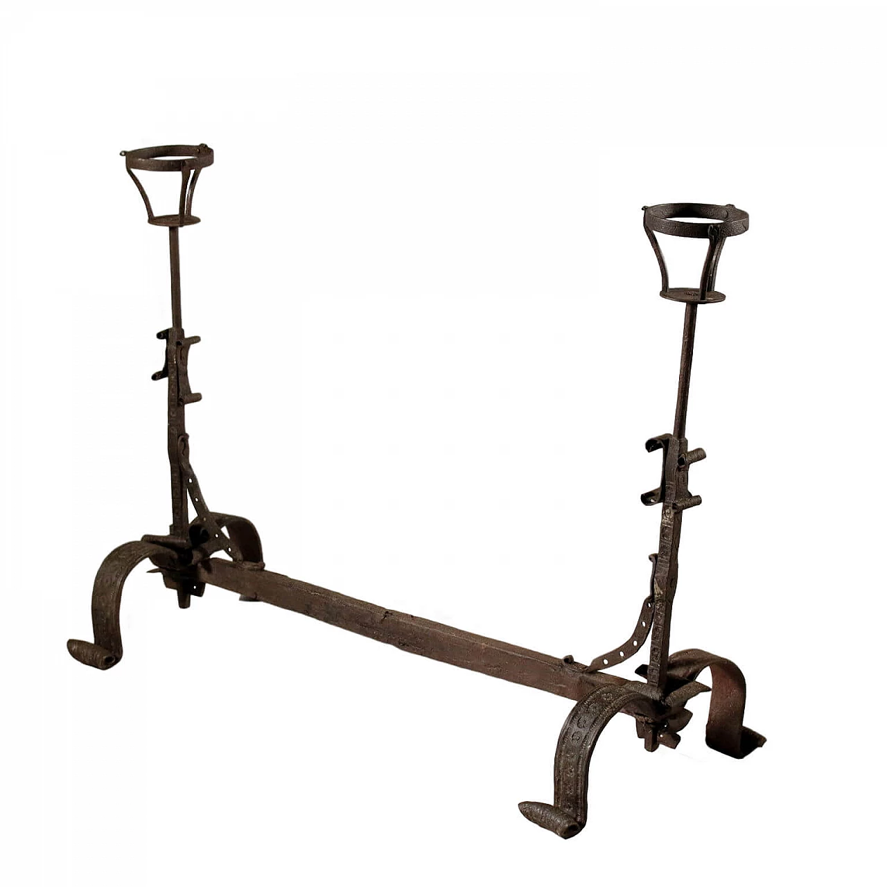 Alare da camino in ferro battuto, del '700 1478977