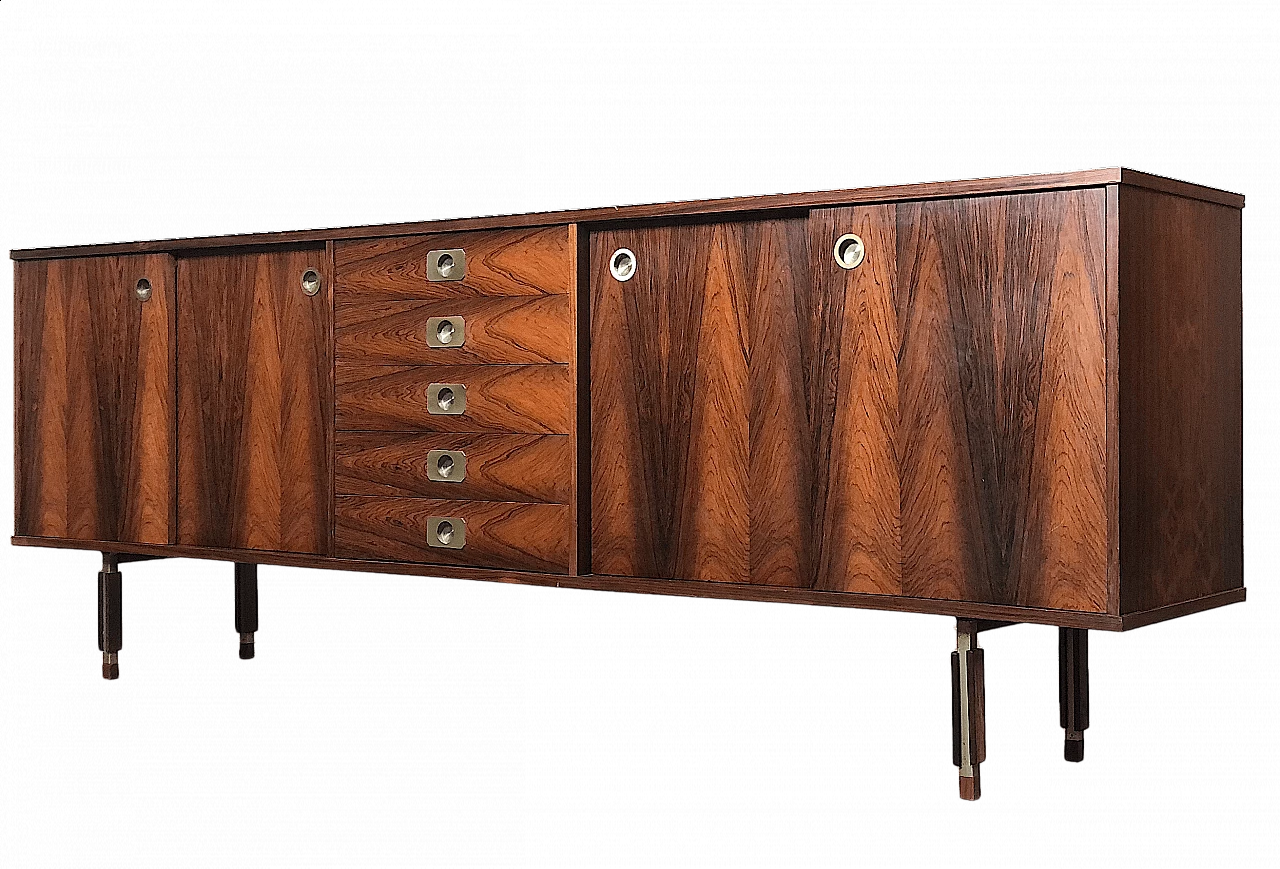 Credenza in palissandro e ottone bronzato, anni '60 1479228