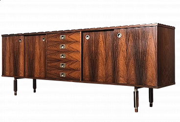 Sideboard in rosewood and bronzed brass, 1960s