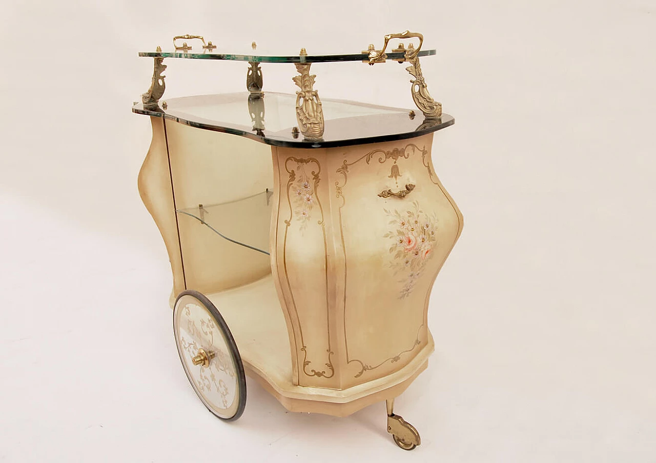 Wooden bar cart decorated in gold, 1960s 1479268