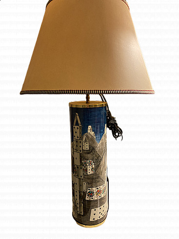 Fornasetti table lamp with playing cards, 1980s