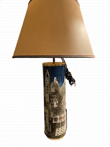 Fornasetti table lamp with playing cards, 1980s