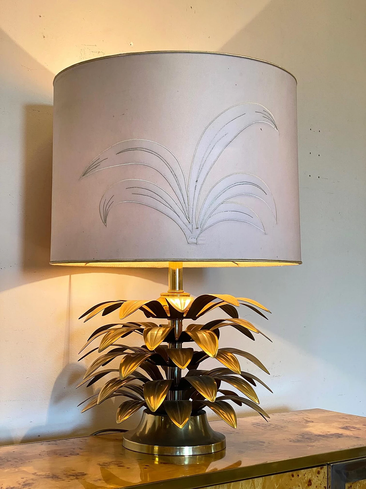 Brass palm-shaped table lamp, 1970s 1479441