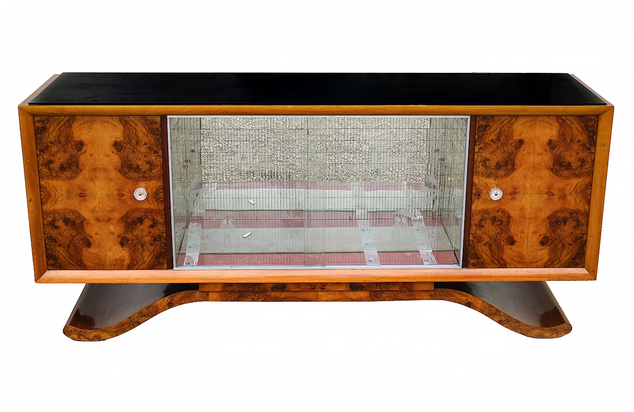 Art Deco sideboard with display case and mirrored interior, 20th century 1479507