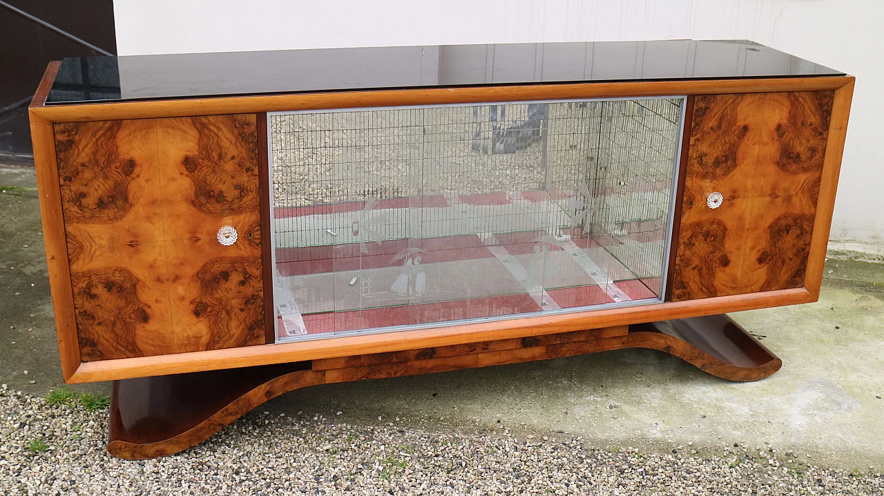 Art Deco sideboard with display case and mirrored interior, 20th century 1479508