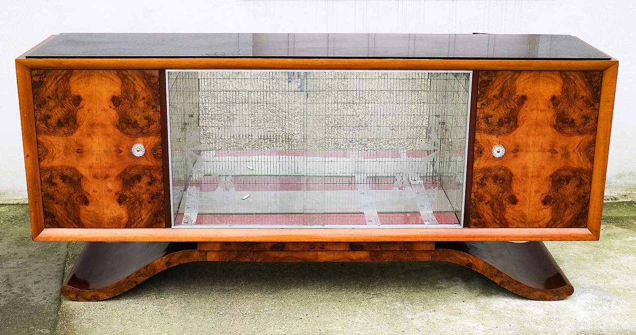 Art Deco sideboard with display case and mirrored interior, 20th century 1479510