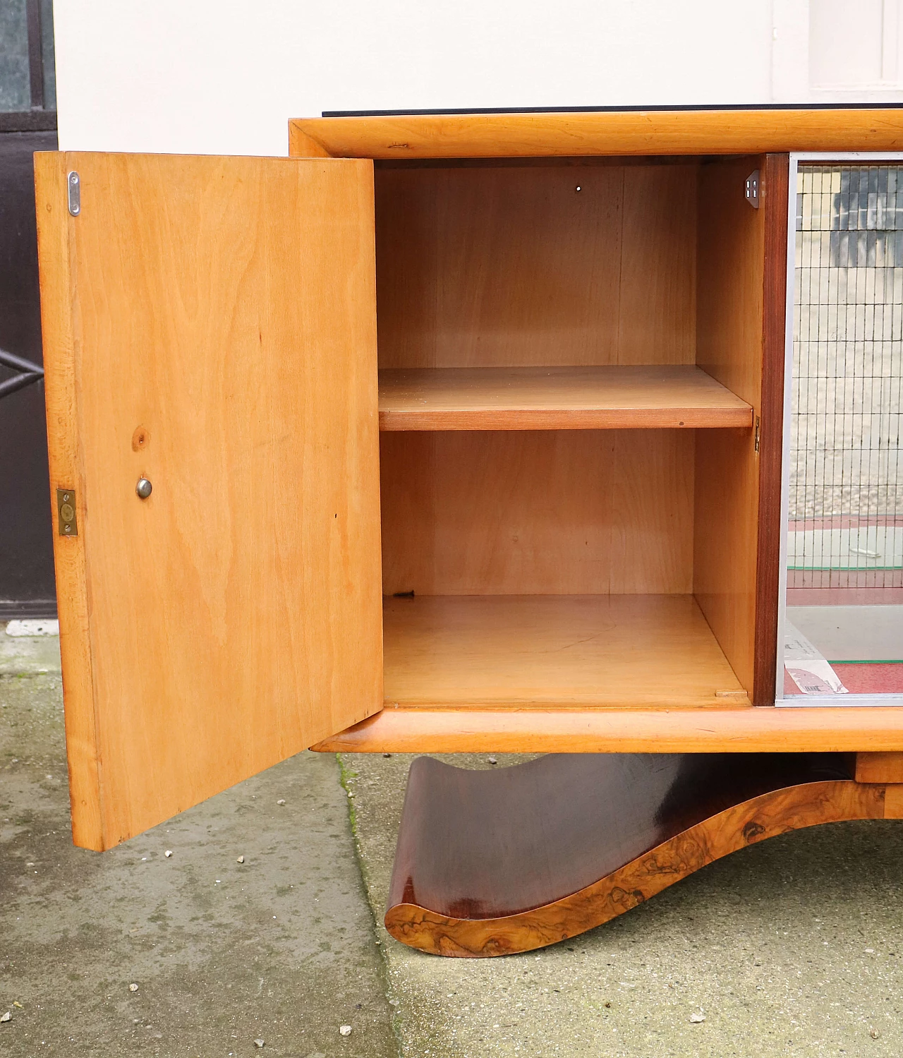 Art Deco sideboard with display case and mirrored interior, 20th century 1479514