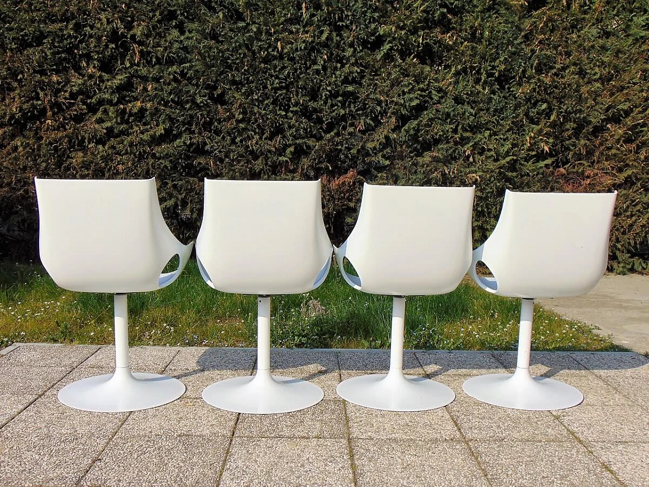 4 PVC and metal swivel armchairs, 1980s 1479567