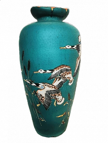 Vaso in ceramica con anatre, anni '50