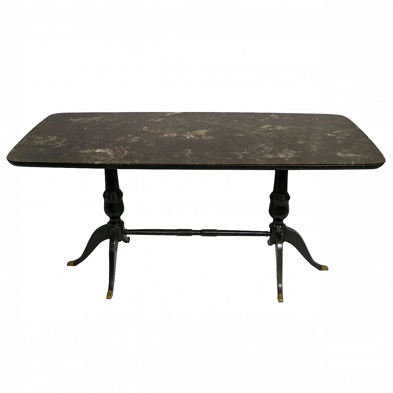 Tavolo in legno con piano effetto marmo nero in stile Art Déco, anni '20 1479587