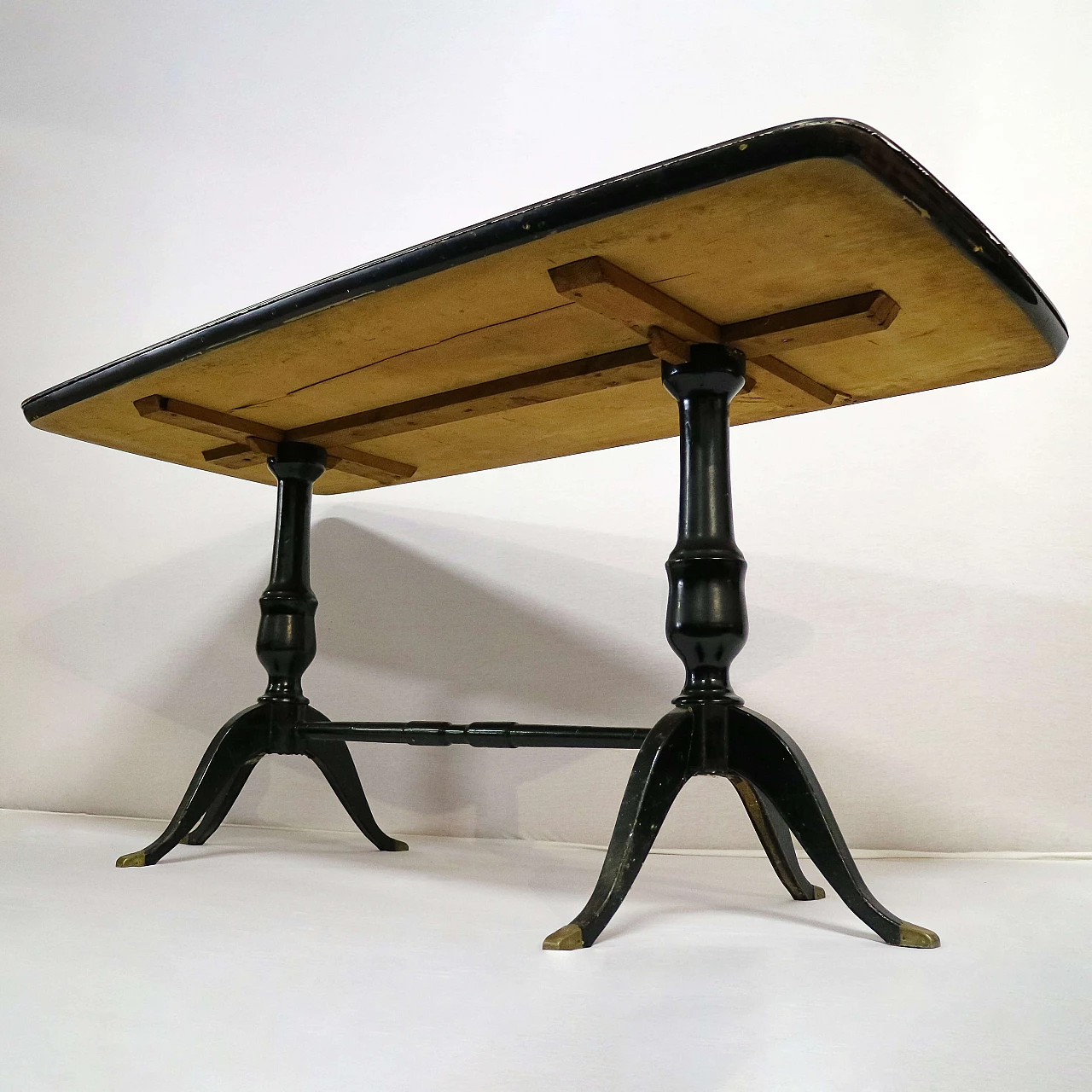 Wooden table with black marble effect top in Art Deco style, 1920s 1479590