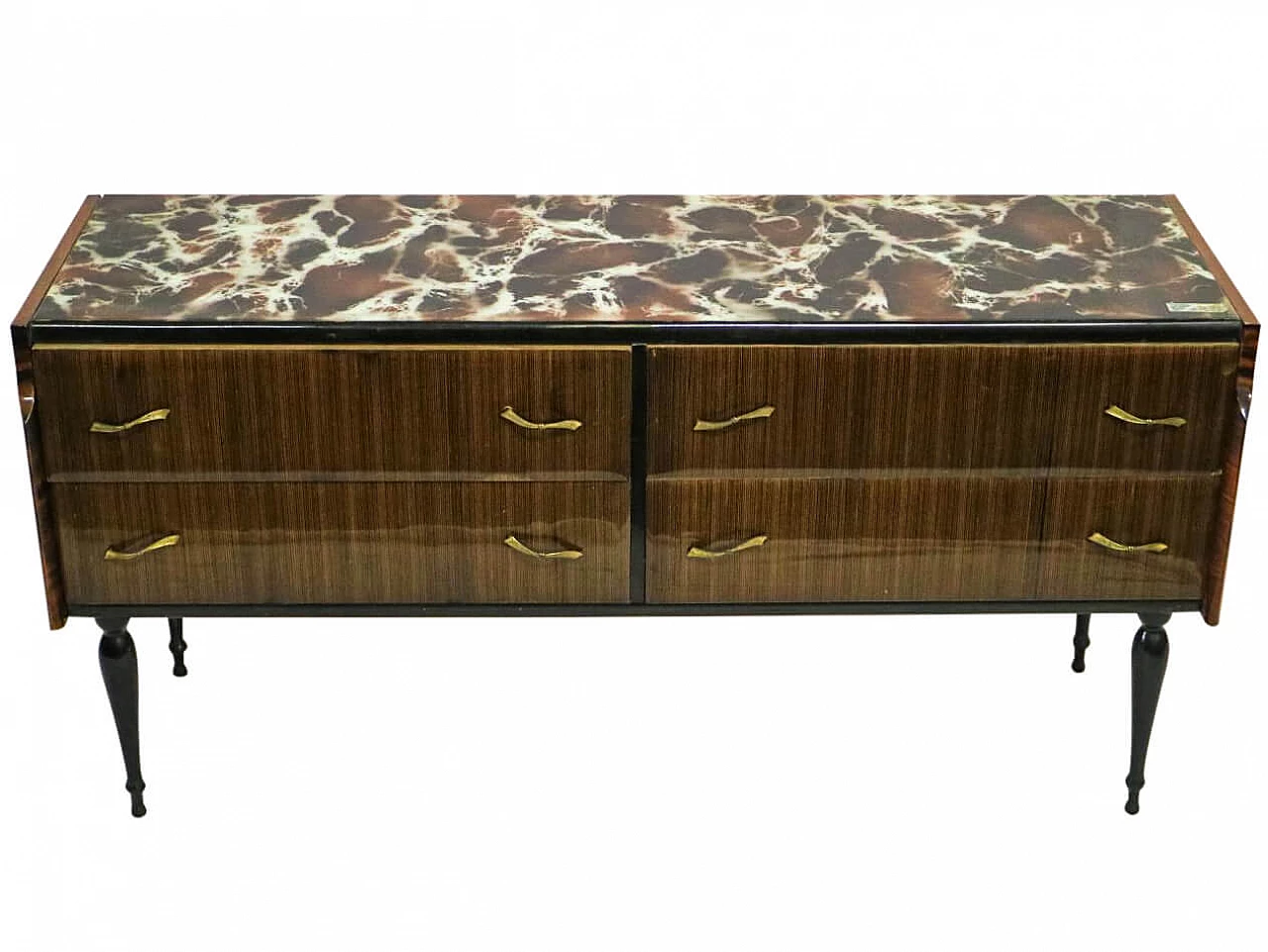 Dresser with Cristalmurano marble-effect glass top, 1950s 1479617