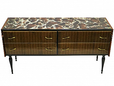 Dresser with Cristalmurano marble-effect glass top, 1950s