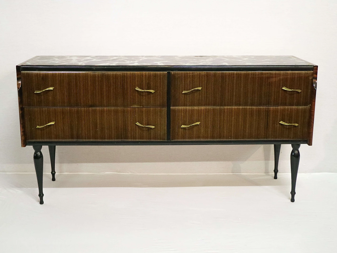 Dresser with Cristalmurano marble-effect glass top, 1950s 1479619