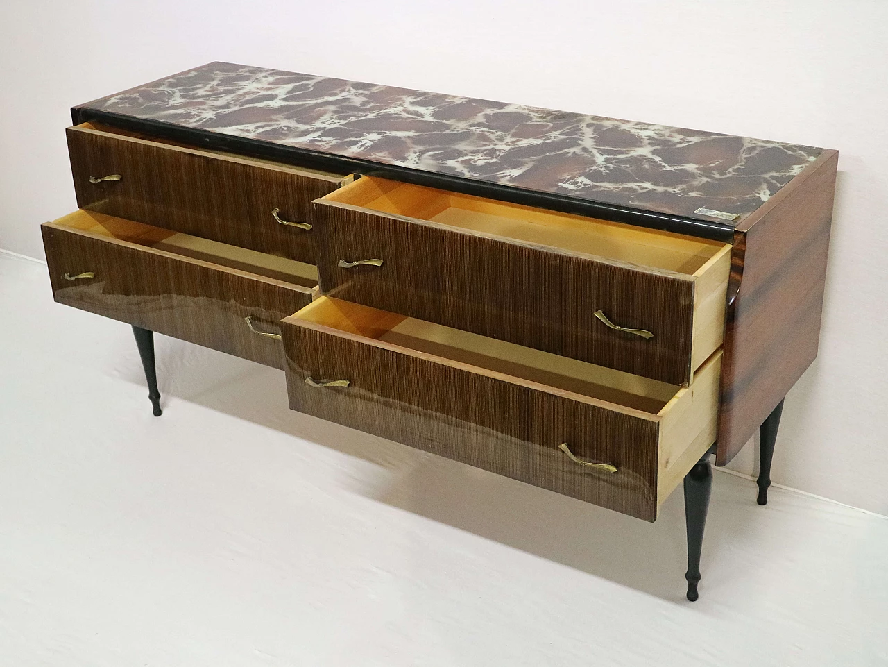 Dresser with Cristalmurano marble-effect glass top, 1950s 1479621