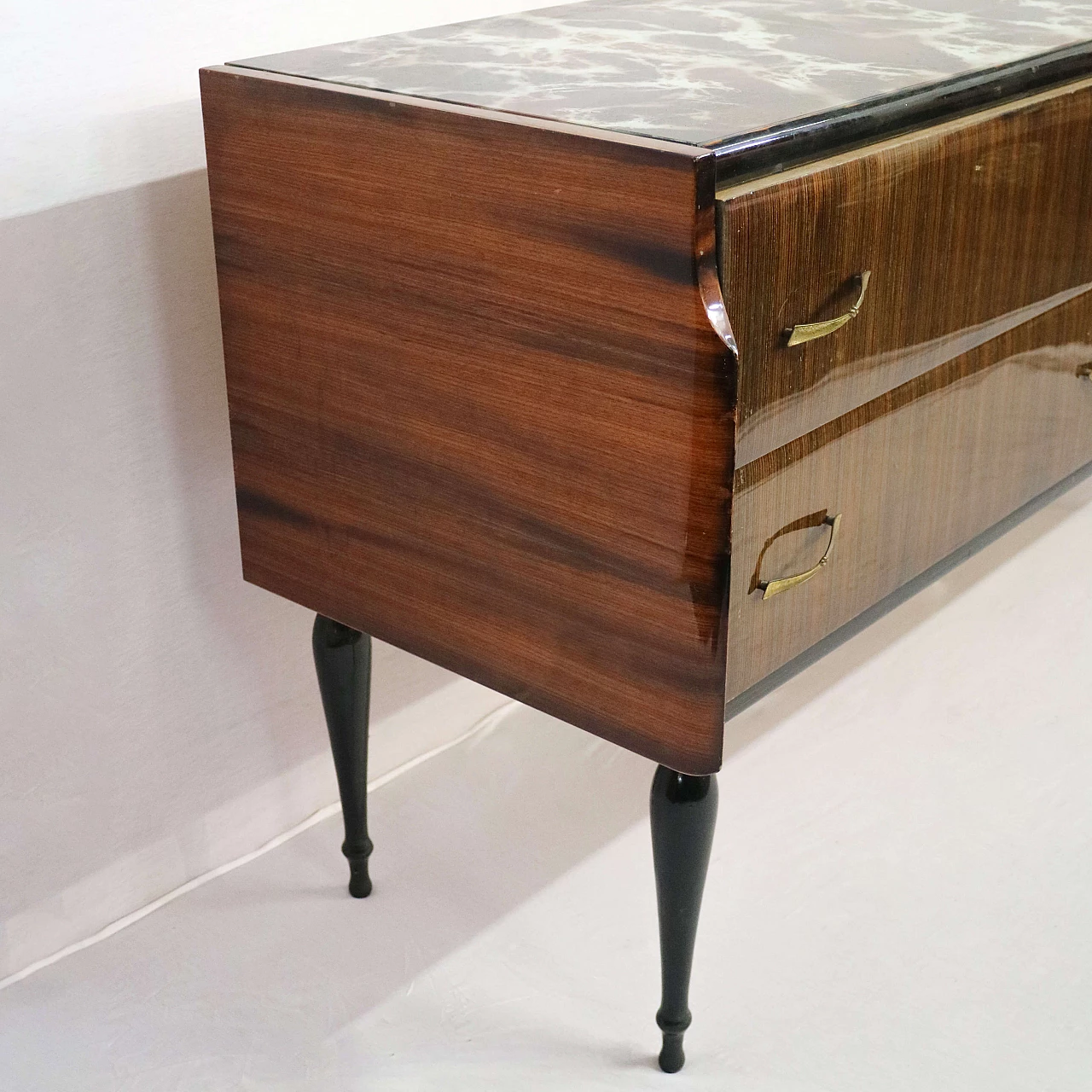 Dresser with Cristalmurano marble-effect glass top, 1950s 1479622
