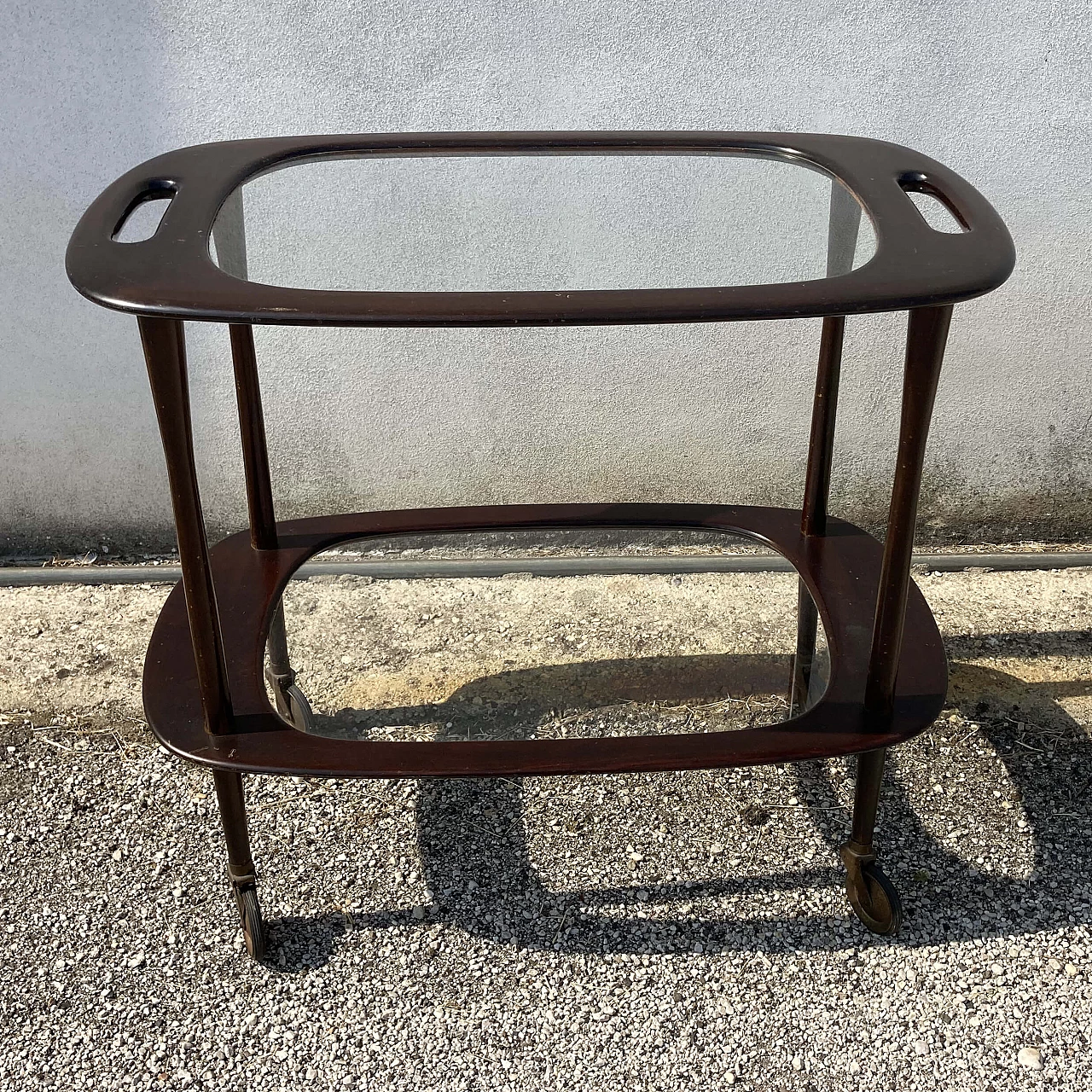 Rosewood trolley with glass shelves, 1950s 1479630