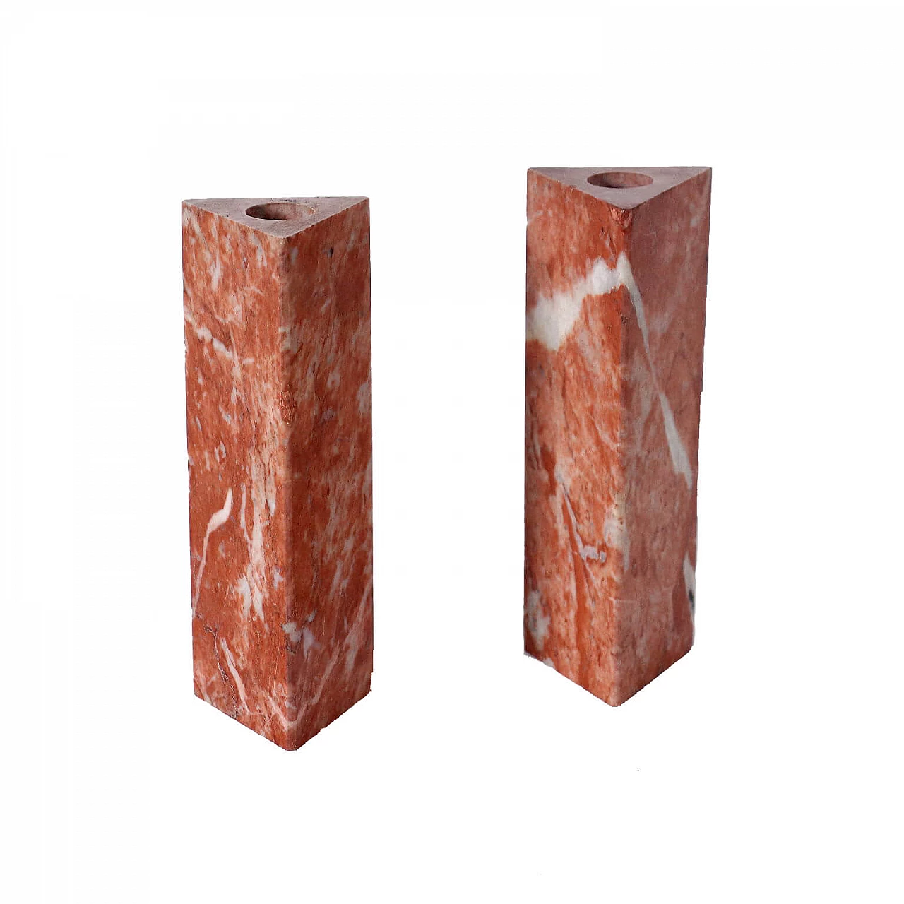 Couple of vases in red marble by Enzo Mari for Danese 1479776