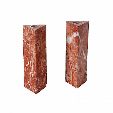 Couple of vases in red marble by Enzo Mari for Danese