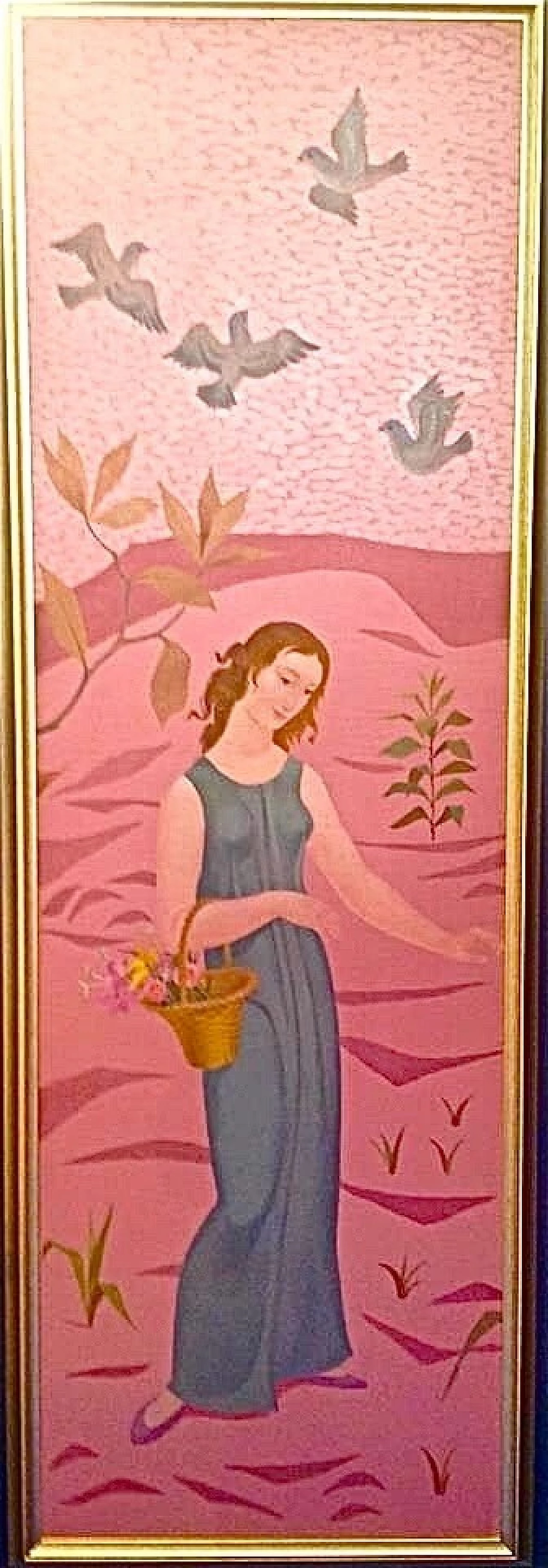 Valère Saive, Primavera, tre dipinti olio su tavola, anni '30 1480158