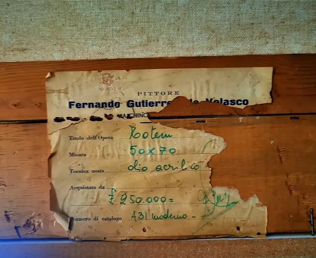 Fernando Gutierrez Velasco, Totem, quadro olio su tela, 1969 1480187